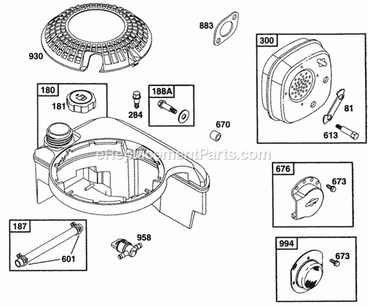 Fuel Tank Muffler Grp Diagram and Parts List for 135702-0015-01  Briggs and Stratton Engine